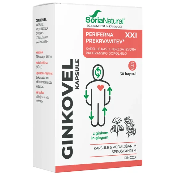 Soria Natural, Ginkovel XXI kapsule s podaljšanim sproščanjem, 30 kapsul