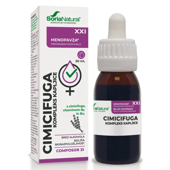 Soria Natural, Cimicifuga XXI kompleks kapljice brez alkohola, 50 ml