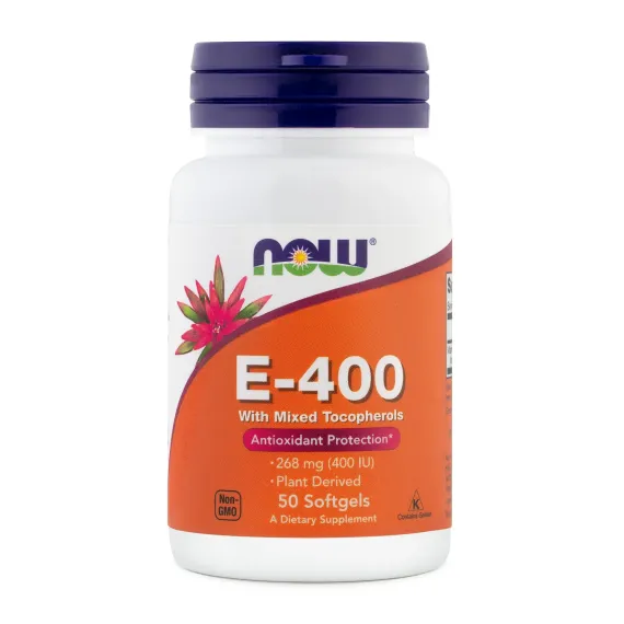 NOW, Vitamin E 400 IE, 50 kapsul