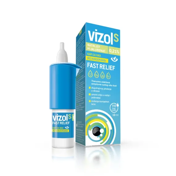 Vizol S 0,21%, Fast Relief, kapljice za oko, 10 ml