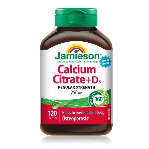 Jamieson, Kalcijev Citrat z vitaminom D3, 120 tablet