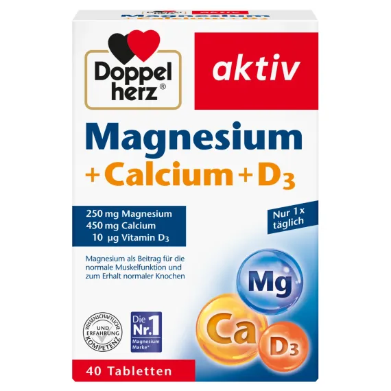 Doppelherz, Aktiv Magnezij + kalcij + D3 tablete, 40 tablet