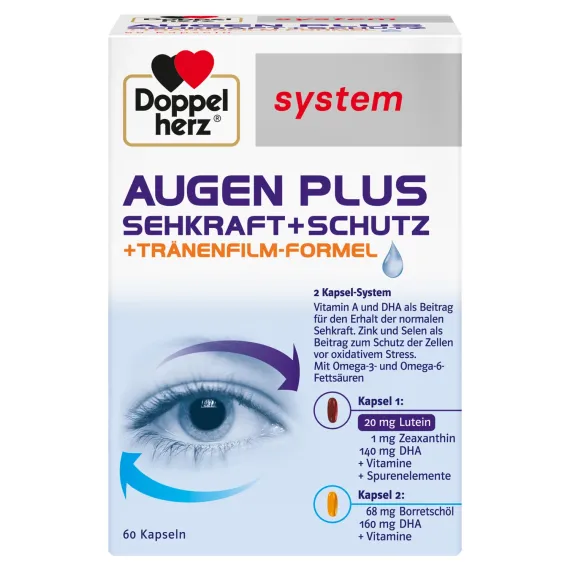 Doppelherz, System Augen Plus moč vida in zaščita kapsule, 60 kapsul
