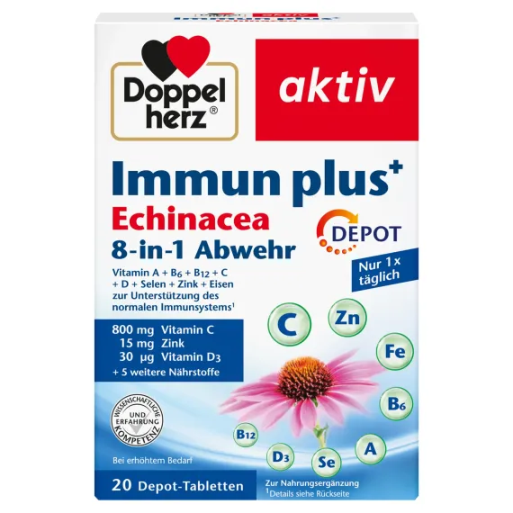 Doppelherz, Aktiv Immun Plus+ameriški slamnik depo tablete, 20 tablet