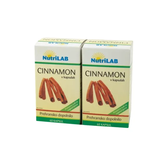 NutriLAB, Cinnamon 300 mg, 2 X 60 kapsul, 1+1 GRATIS