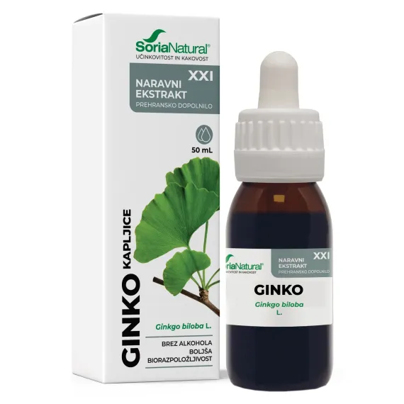 Soria Natural, Ginko XXI kapljice brez alkohola, 50 ml