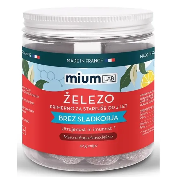 Mium Lab, Železo gumiji brez sladkorja, 42 gumijev