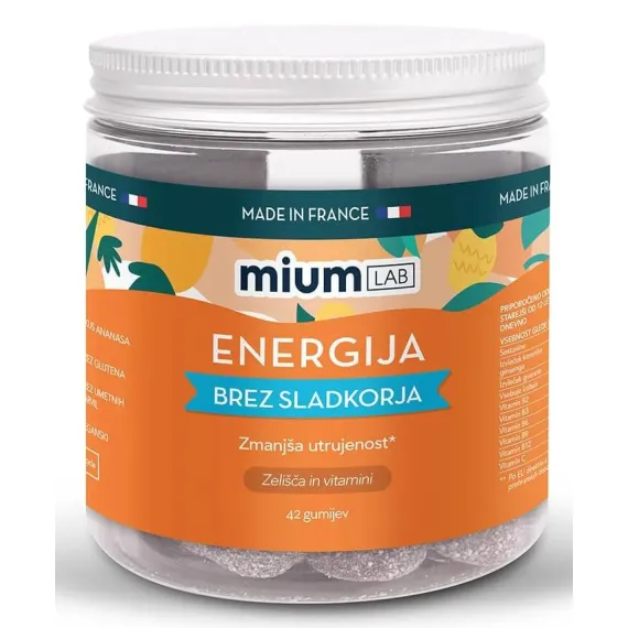 Mium Lab, Energija gumiji brez sladkorja, 42 gumijev