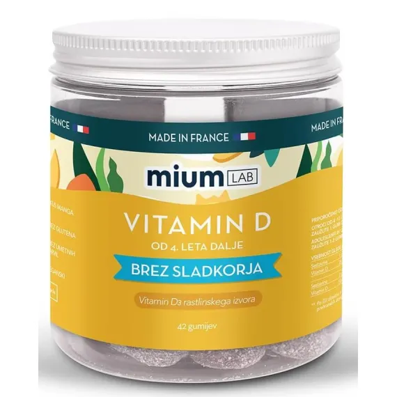 Mium Lab, Vitamin D gumiji brez sladkorja, 42 gumijev