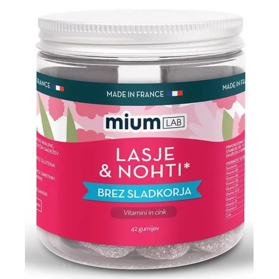 Mium Lab, Lasje in nohti gumiji brez sladkorja, 42 gumijev