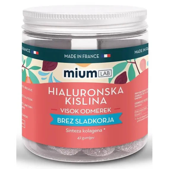 Mium Lab, Hialuronska kislina gumiji brez sladkorja, 42 gumijev