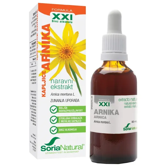 Soria Natural, Arnika XXI kapljice brez alkohola, 50 ml