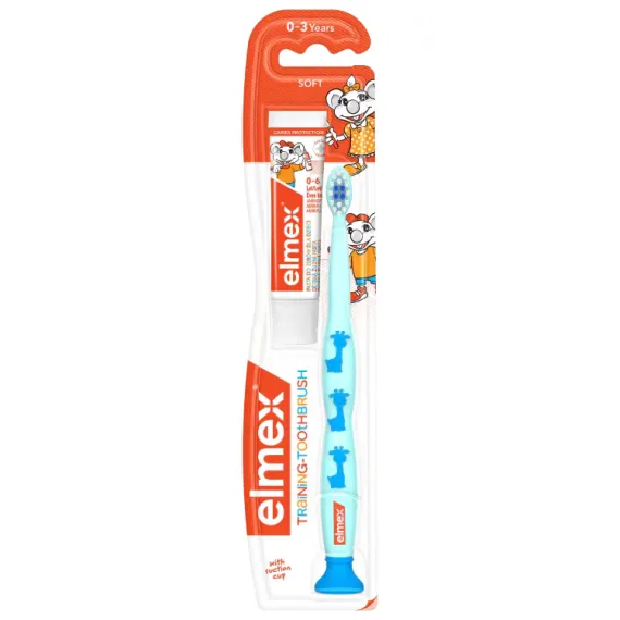 Elmex, otroška zobna ščetka 0 - 3 let + Elmex, otroška zobna krema 0 - 6 let, 12 ml