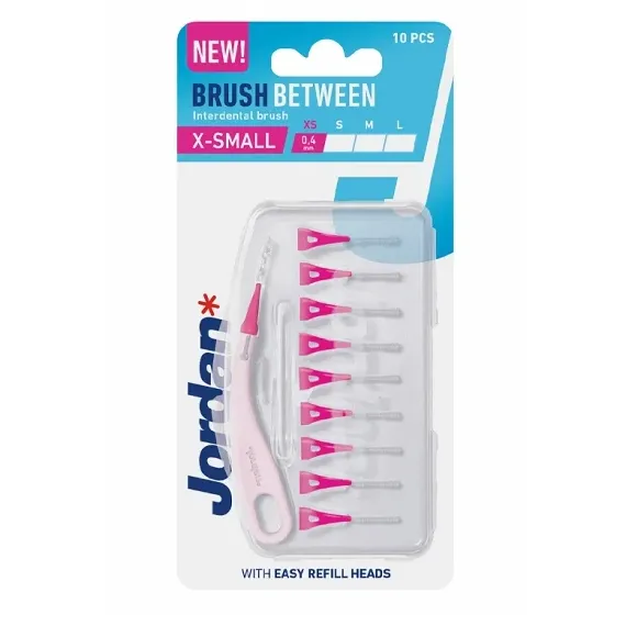 Jordan, Brush Between XS 0,4 mm medzobna ščetka z držalom, 10 medzobnih ščetk