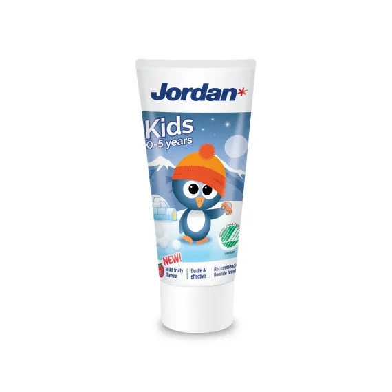 Jordan, Kids zobna pasta z blagim sadnim okusom 0 - 5 let 500 ppm F, 50 ml