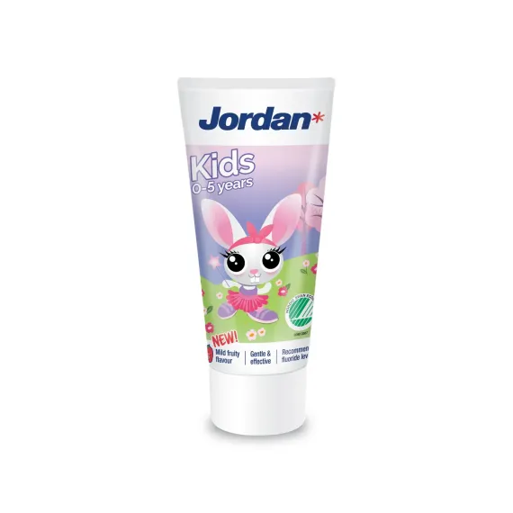 Jordan, Kids zobna pasta z blagim sadnim okusom 0 - 5 let 500 ppm F, 50 ml
