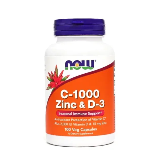 Now, Vitamin C-1000, Cink & Vitamin D-3, 100 vegetarijanskih kapsul