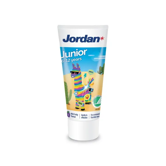 Jordan, Kids zobna pasta z blagim sadnim okusom 6 - 12 let 1450 ppm F, 50 ml