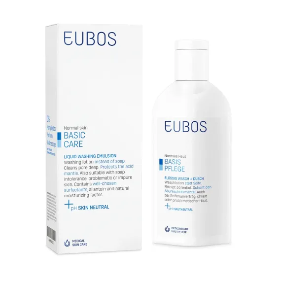 Eubos, neodišavljena čistilna emulzija brez mila za prhanje, 200 ml