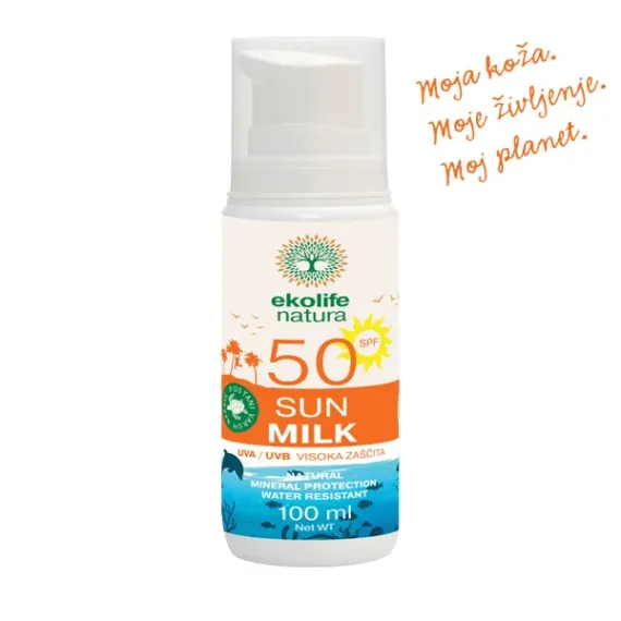 Ekolife Natura, mleko za zaščito pred soncem ZF50, 100 ml