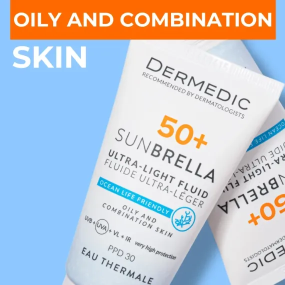 Dermedic, Sunbrella izjemno lahek fluid za mastno in mešano kožo ZF50+, 40 ml