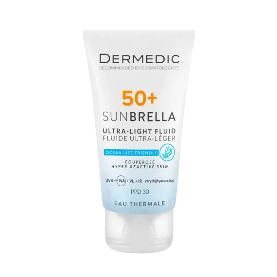 Dermedic, Sunbrella izjemno lahek fluid za kuperozno in hiperaktivno kožo ZF50+, 40 ml