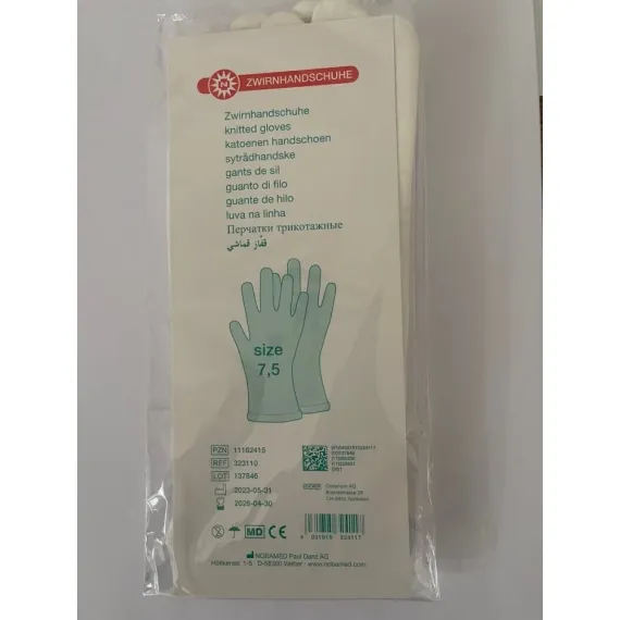 Noba, bombažne rokavice brez patenta, velikost 7.5 Small, 1 par