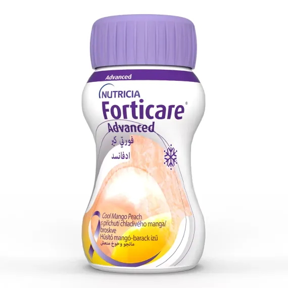 Forticare Advanced, okus mango-breskev, 125 ml, 4 plastenke