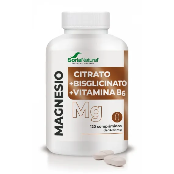 Soria Natural, Magnezijev Citrat + Bisglicinat + vitamin B6, 120 tablet
