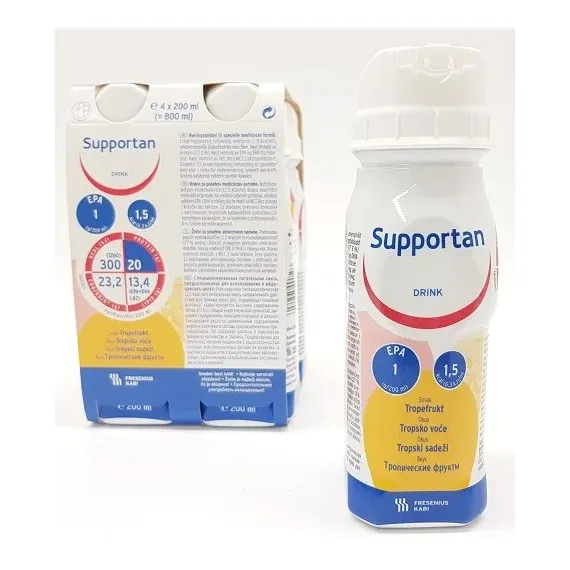Supportan Drink, okus tropski sadeži, 200 ml, 4 plastenke