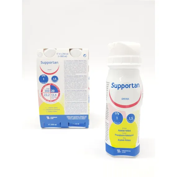 Supportan Drink, okus ananas-kokos, 200 ml, 4 plastenke