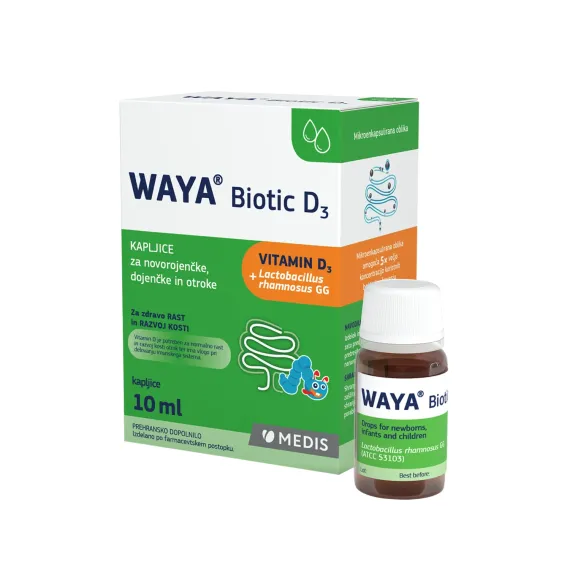 Waya Biotic D3 kapljice za novorojenčke, dojenčke in otroke, 10 ml