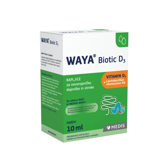 Waya Biotic D3 kapljice za novorojenčke, dojenčke in otroke, 10 ml