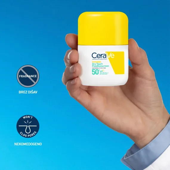 CeraVe, nevidni fluid za zaščito pred soncem Dry Touch ZF50+, 50 ml