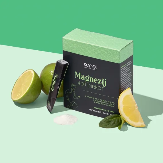 Sanol LAB, Magnezij 400 Direct, okus limona limeta, 30 vrečk