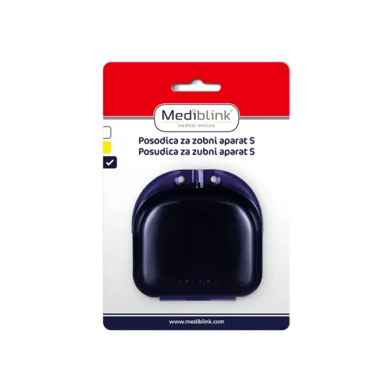 Mediblink, posodica za zobni aparat S, modra M042