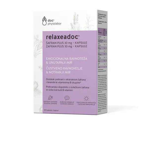 Relaxeadoc, Žafran Plus 30 mg kapsule, 30 kapsul