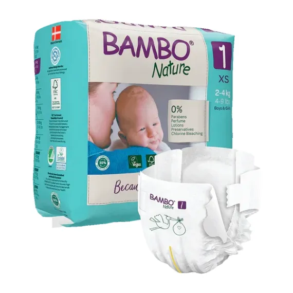 Bambo Nature, Otroške pleničke XS (2 - 4 kg), 22 plenic