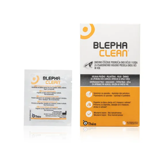 Blephaclean, prepojena sterilna krpica za dnevno higieno vek, 20 krpic