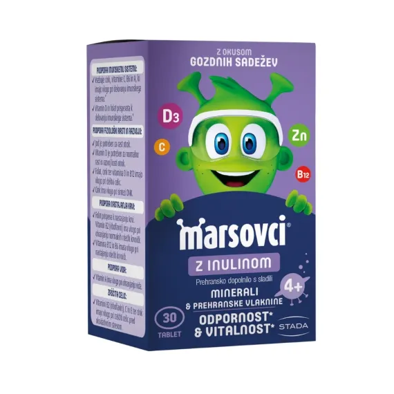 Marsovci, Žvečljive tablete z inulinom z okusom gozdnih sadežev, 30 tablet