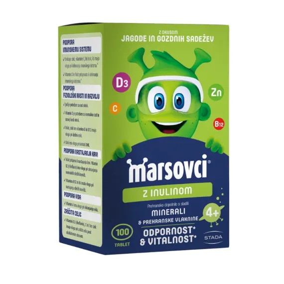 Marsovci, Žvečljive tablete z inulinom mešani okusi, 100 žvečljivih tablet