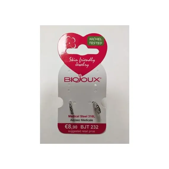 Biojoux, uhani notranje srce s kristalčki, BJT232