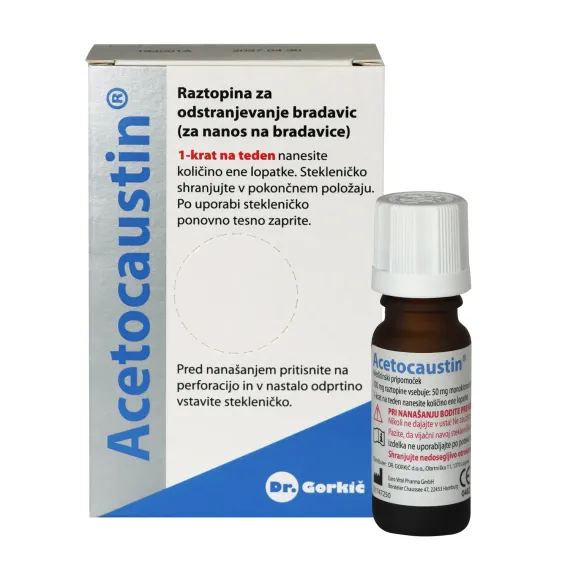 Acetocaustin, tekočina za odstranjevanje bradavic, 0,5 ml