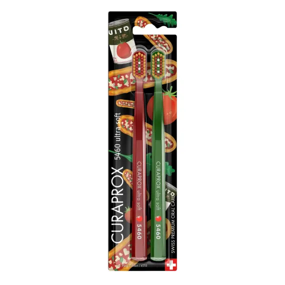 Curaprox, zobna ščetka CS 5460 ultra soft, Pizza Limited Edition, 2 zobni ščetki