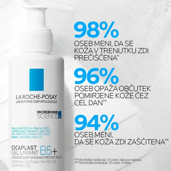 La Roche Posay, Cicaplast B5+ gel za prhanje, plastenka s pumpico, 200 ml