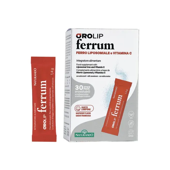 Naturando, Orolip Ferrum liposomalno železo in vitamin C, direkt , 1.4 g, 30 vrečk