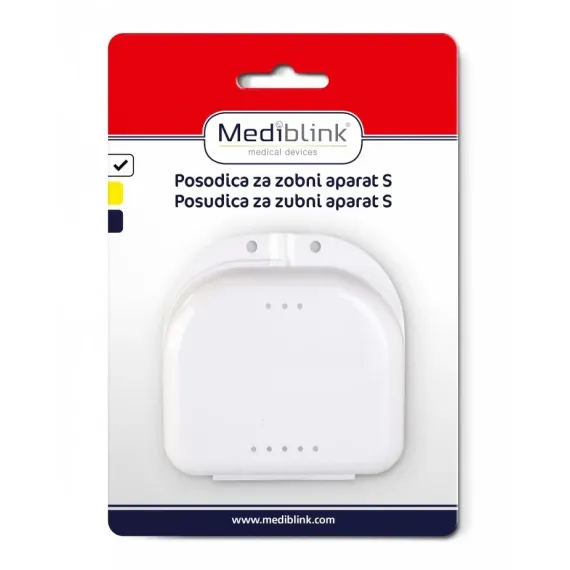 Mediblink, posodica za zobni aparat S, bela M040