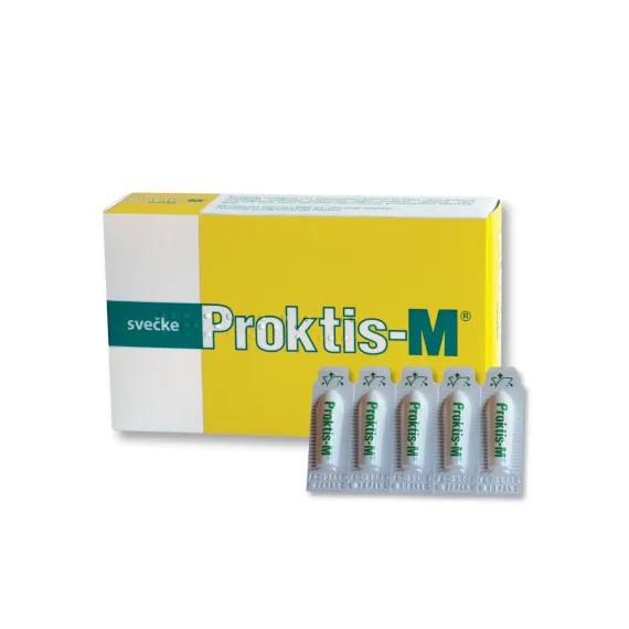 Proktis-M, svečke proti hemeroidom 15 mg, 10 svečk