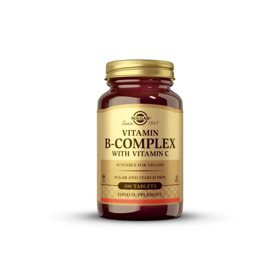 Solgar, B kompleks z vitaminom C tablete, 100 tablet