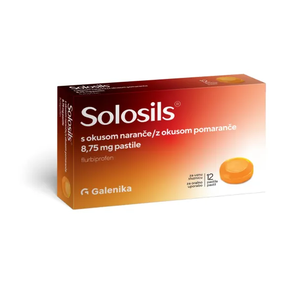 Solosils z okusom pomaranče 8.7 5mg, 12 pastil